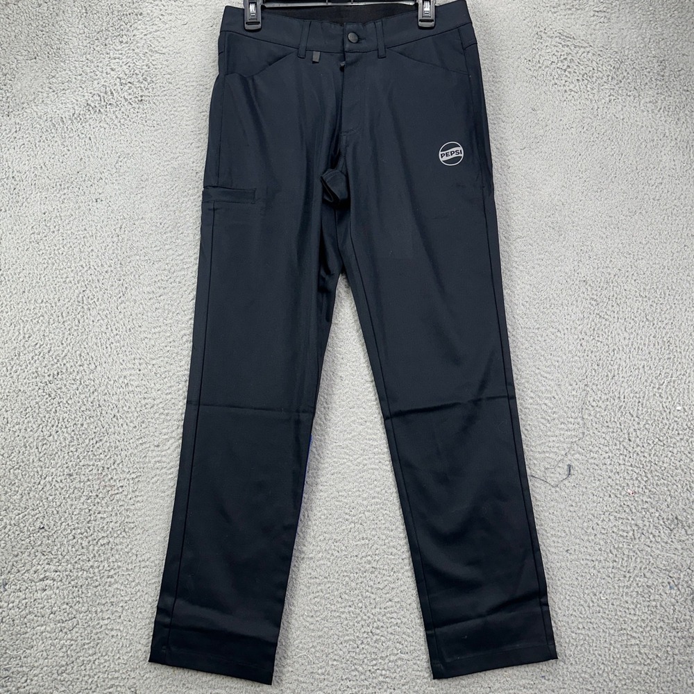 Pepsi Mens Cargo Pants 30X30 Black Flat Front Straight Leg Stretch Workwear NEW